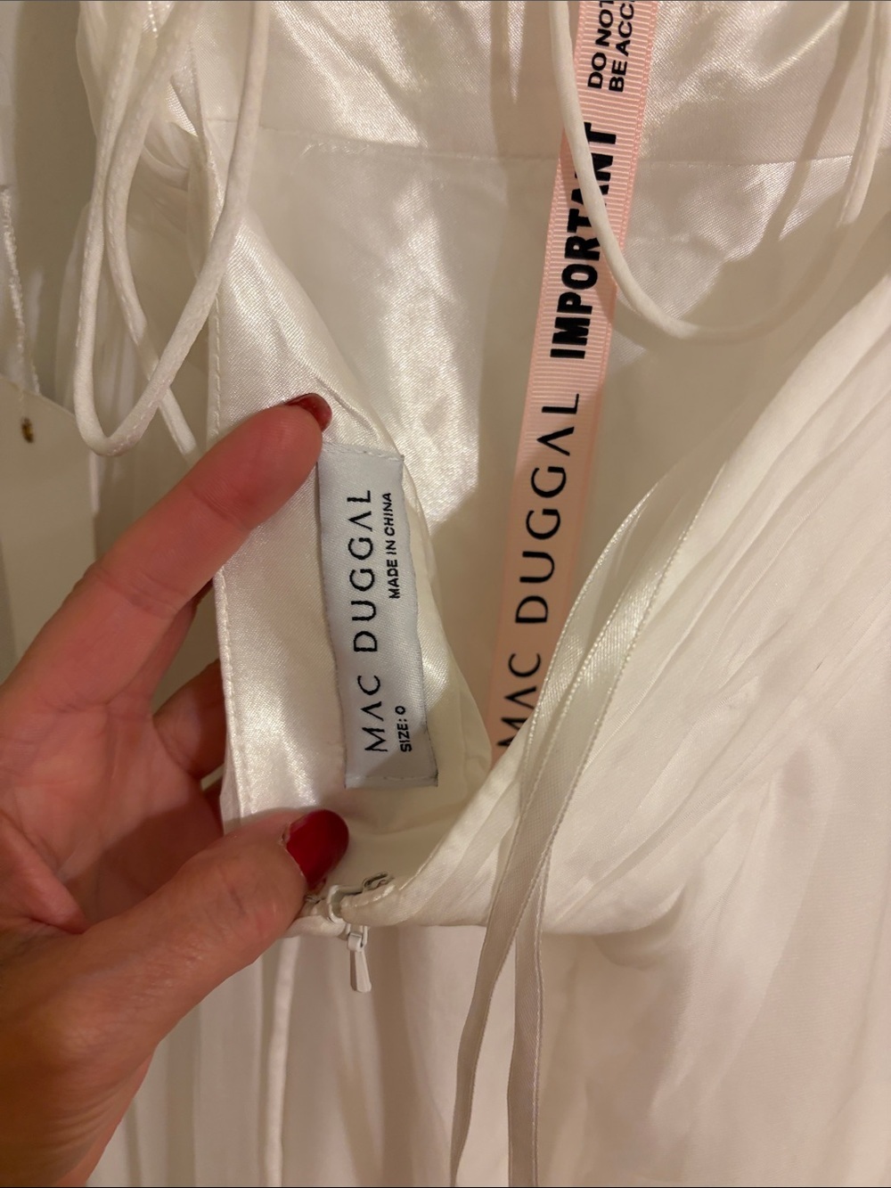 Mac Duggal White Feather-Trim Plunge Maxi Dress - Picture 12 of 12